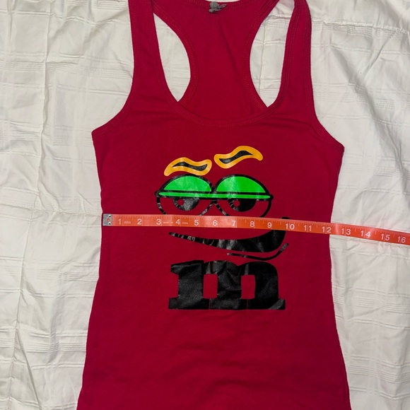M&M Motif Red Tank Top with Graphic Design - Picture 6 of 8